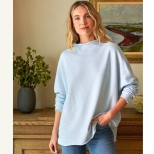 Frank & Eileen Pale Blue Draped Cowl-Neck Sweater